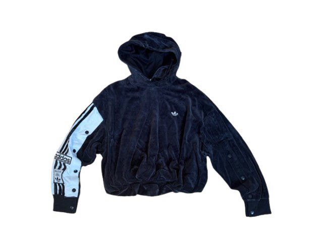 A Navy Hooded Sweatshirts from Adidas in size 14Y for girl. (Front View)