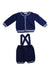 A Navy Overall Sets from Mayoral in size Newborn for boy. (Front View)