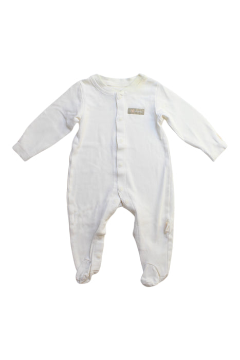 A White Onesies from Natures Purest in size 12-18M for neutral. (Front View)