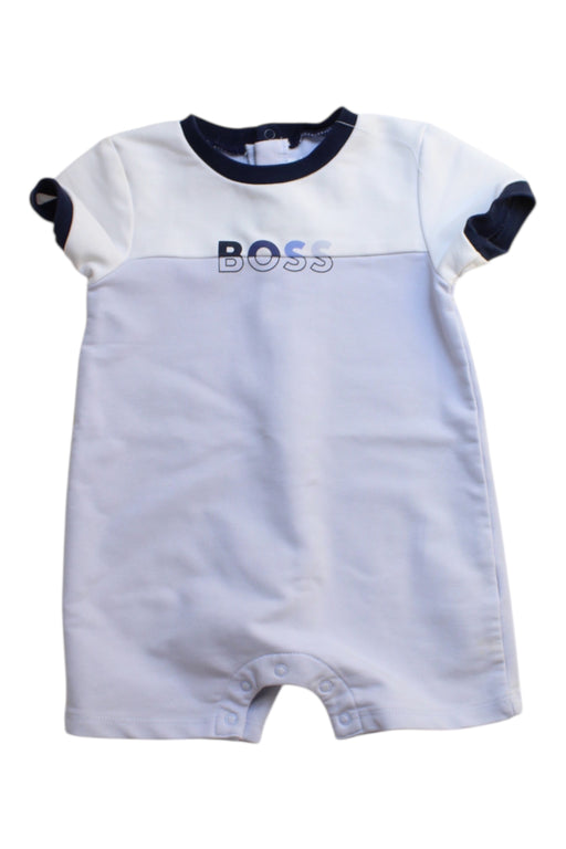 A White Short Sleeve Rompers from Boss in size 6-12M for boy. (Front View)