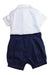 A Navy Short Sleeve Rompers from Nicholas & Bears in size 6-12M for boy. (Back View)