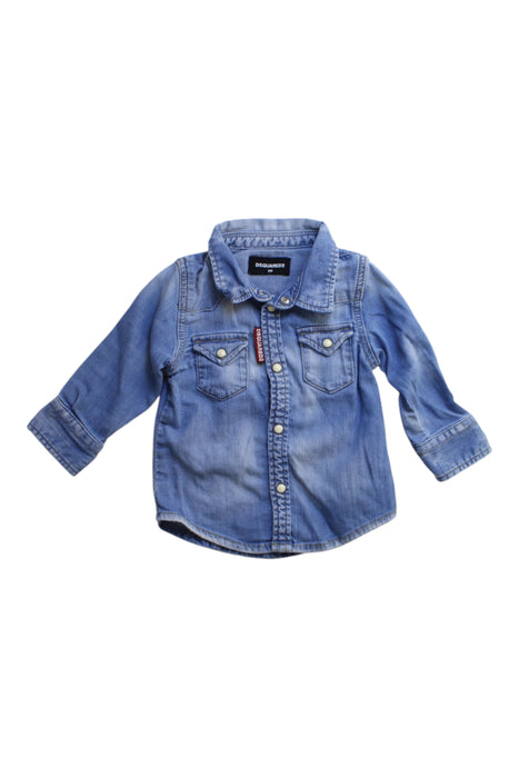 A Blue Long Sleeve Shirts from DSquared2 in size 6-12M for boy. (Front View)