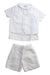 A White Shorts Sets from Beatrice & George in size 12-18M for boy. (Front View)