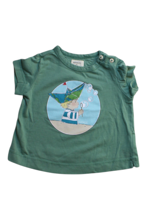 A Green Short Sleeve T Shirts from Nanos in size 6-12M for boy. (Front View)