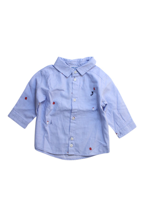 A Blue Long Sleeve Shirts from Jacadi in size 3-6M for boy. (Front View)
