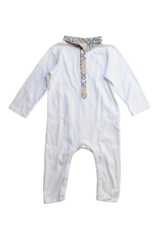 A White Long Sleeve Rompers from Burberry in size 6-12M for boy. (Front View)