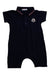 A Navy Short Sleeve Rompers from Moncler in size 6-12M for boy. (Front View)