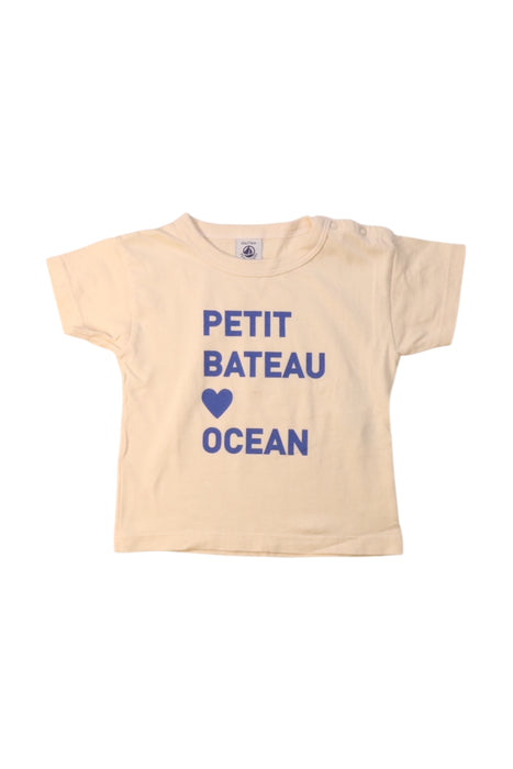 A Beige Short Sleeve T Shirts from Petit Bateau in size 6-12M for neutral. (Front View)