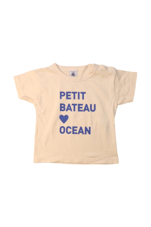A Beige Short Sleeve T Shirts from Petit Bateau in size 6-12M for neutral. (Front View)