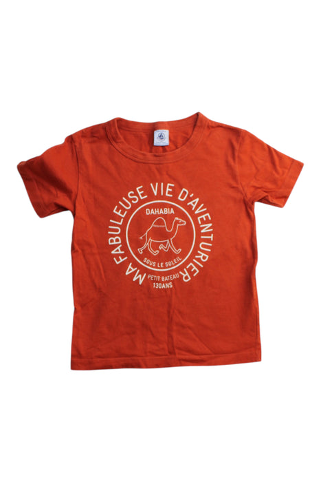 A Orange Short Sleeve T Shirts from Petit Bateau in size 6T for boy. (Front View)