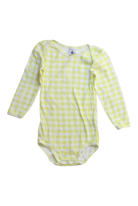 A Yellow Long Sleeve Bodysuits from Petit Bateau in size 18-24M for girl. (Front View)