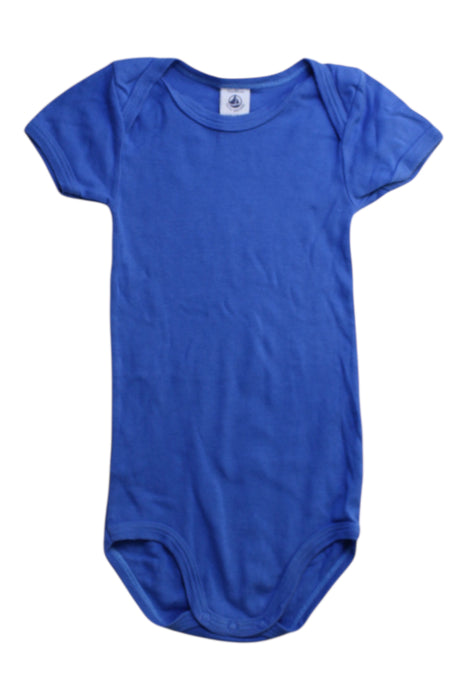 A Blue Short Sleeve Bodysuits from Petit Bateau in size 18-24M for neutral. (Front View)