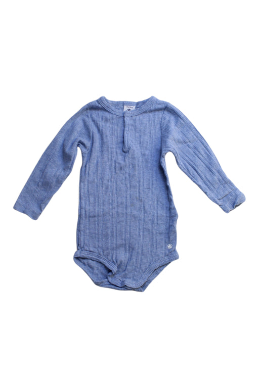 A Blue Long Sleeve Bodysuits from Petit Bateau in size 6-12M for boy. (Front View)