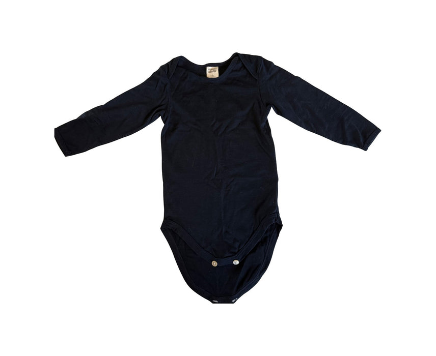 A Navy Long Sleeve Bodysuits from Nature Baby in size 12-18M for neutral. (Front View)