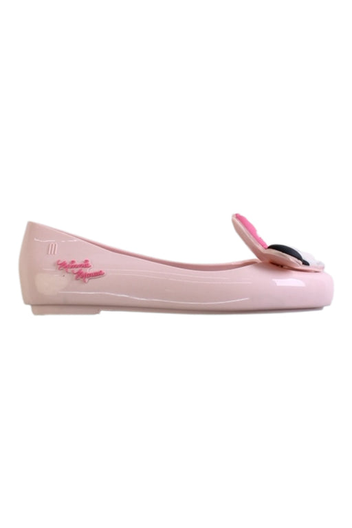 A Pink Flats from Mini Melissa in size 6T for girl. (Front View)