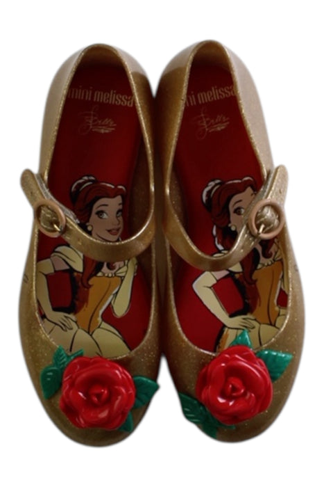 A Gold Flats from Mini Melissa in size 6T for girl. (Back View)