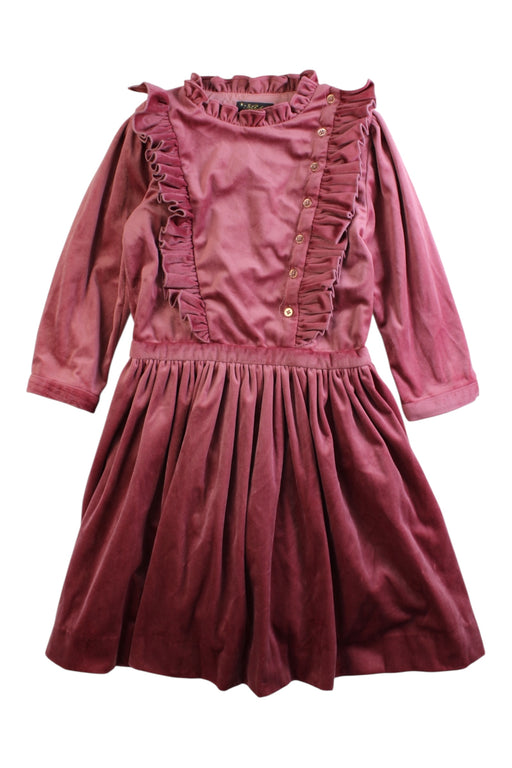 A Burgundy Long Sleeve Dresses from Velveteen in size 8Y for girl. (Front View)