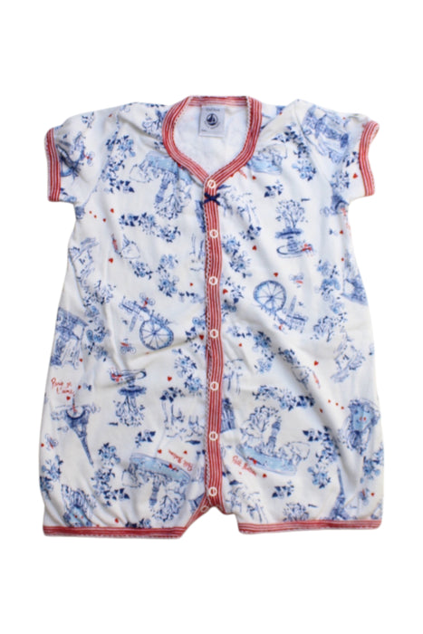 A White Short Sleeve Rompers from Petit Bateau in size 6-12M for neutral. (Front View)