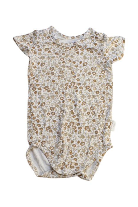 A Beige Short Sleeve Bodysuits from Quincy Mae in size 3-6M for girl. (Front View)