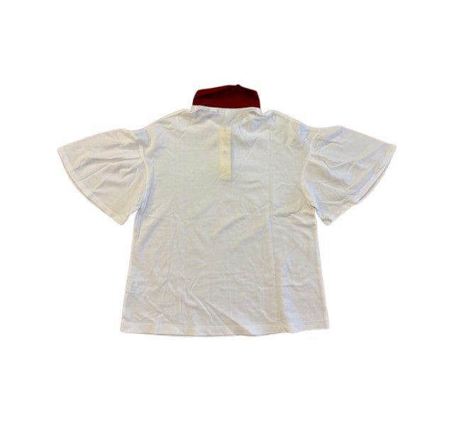 A White Short Sleeve Polos from Lacoste in size 12Y for girl. (Back View)