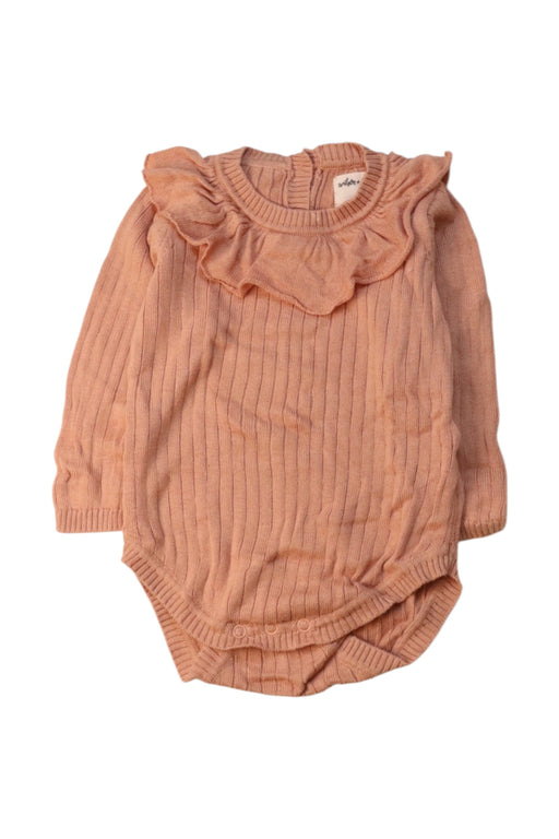 A Peach Long Sleeve Bodysuits from Wilson & Frenchy in size 6-12M for girl. (Front View)