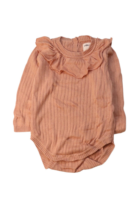A Peach Long Sleeve Bodysuits from Wilson & Frenchy in size 6-12M for girl. (Front View)