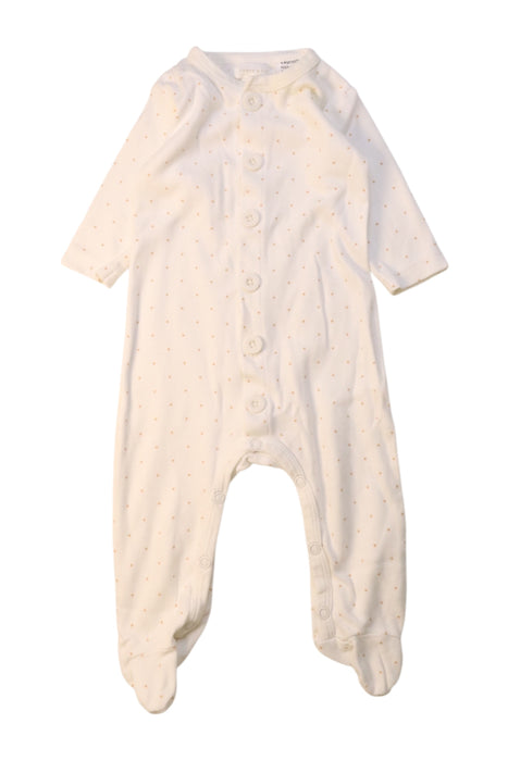 A White Onesies from Jamie Kay in size 0-3M for neutral. (Front View)