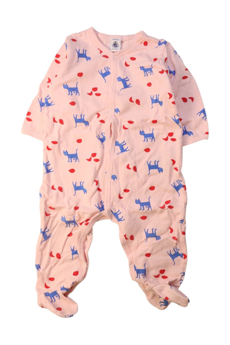 A Pink Onesies from Petit Bateau in size 6-12M for neutral. (Front View)
