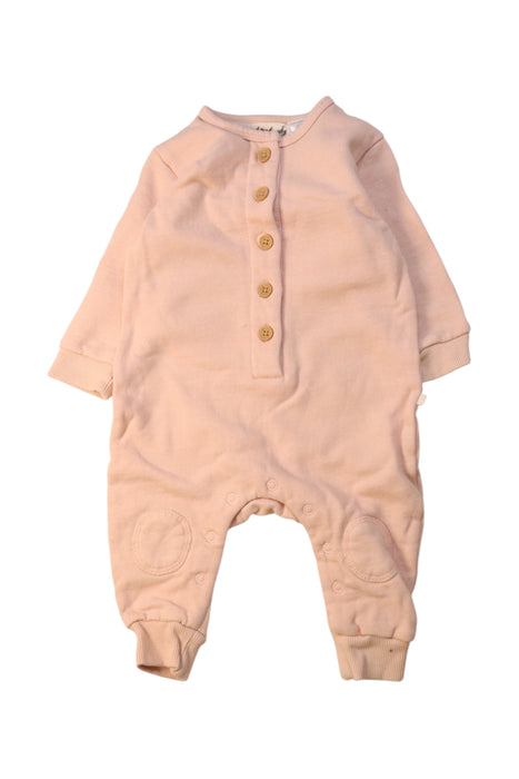 A Peach Long Sleeve Rompers from Wilson & Frenchy in size 3-6M for neutral. (Front View)