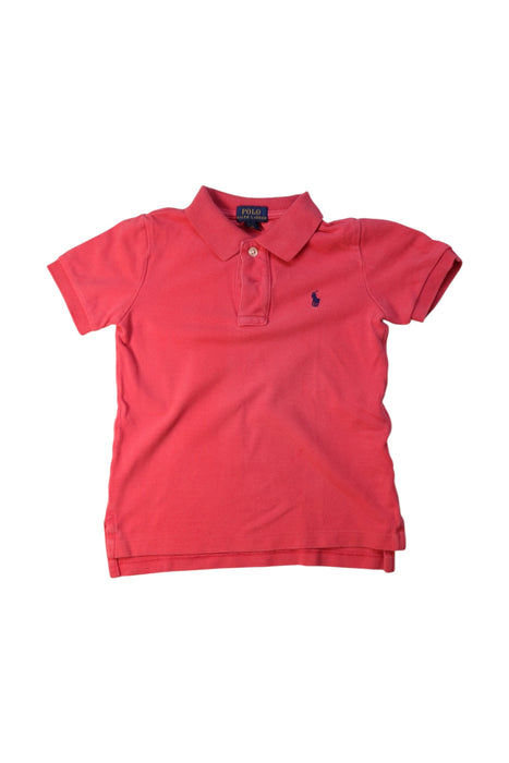 A Pink Short Sleeve Polos from Polo Ralph Lauren in size 4T for boy. (Front View)
