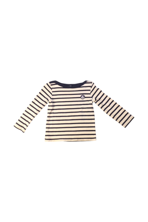 A Navy Long Sleeve T Shirts from Petit Bateau in size 3T for boy. (Front View)