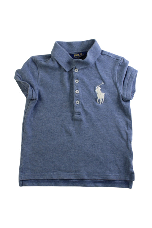 A Blue Short Sleeve Polos from Polo Ralph Lauren in size 4T for girl. (Front View)