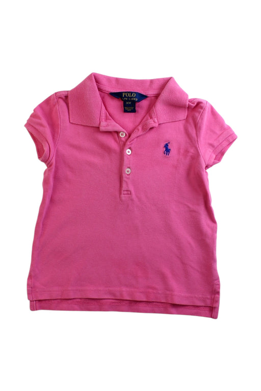 A Pink Short Sleeve Polos from Polo Ralph Lauren in size 3T for girl. (Front View)
