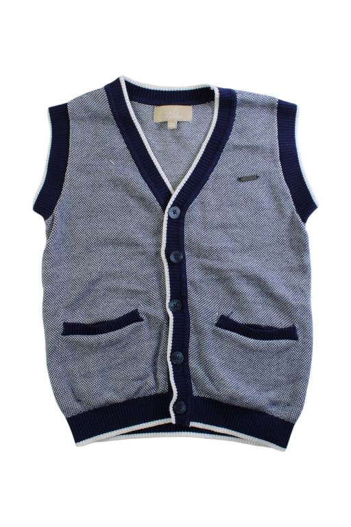 A Navy Dress Up Vests from Chickeeduck in size 6T for boy. (Front View)