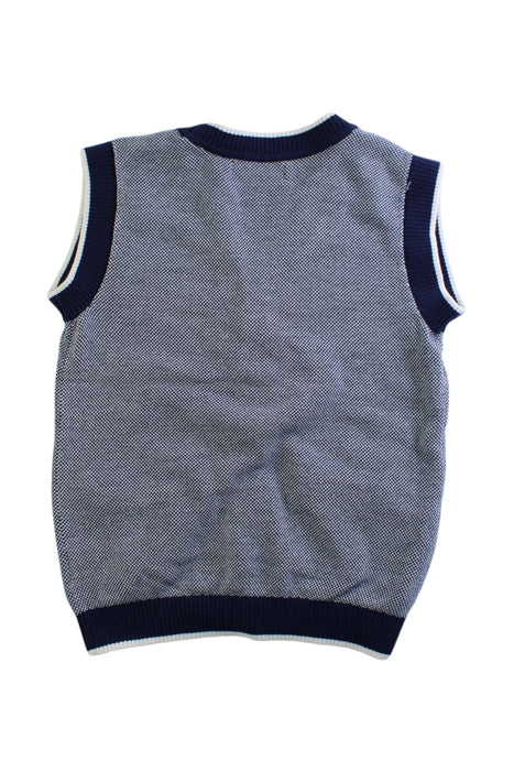 A Navy Dress Up Vests from Chickeeduck in size 6T for boy. (Back View)