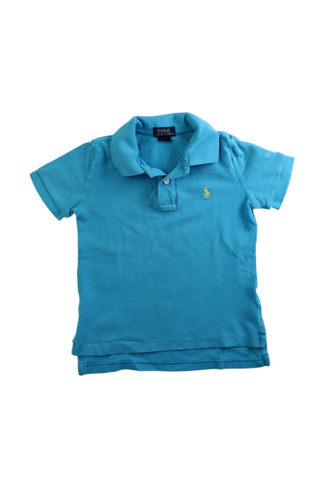 A Blue Short Sleeve Polos from Polo Ralph Lauren in size 4T for boy. (Front View)
