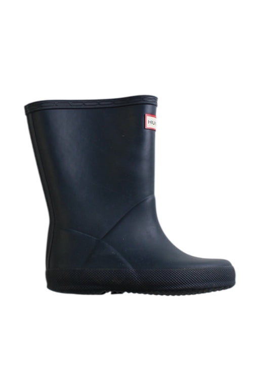 A Black Rain Boots from Hunter in size 3T for boy. (Front View)