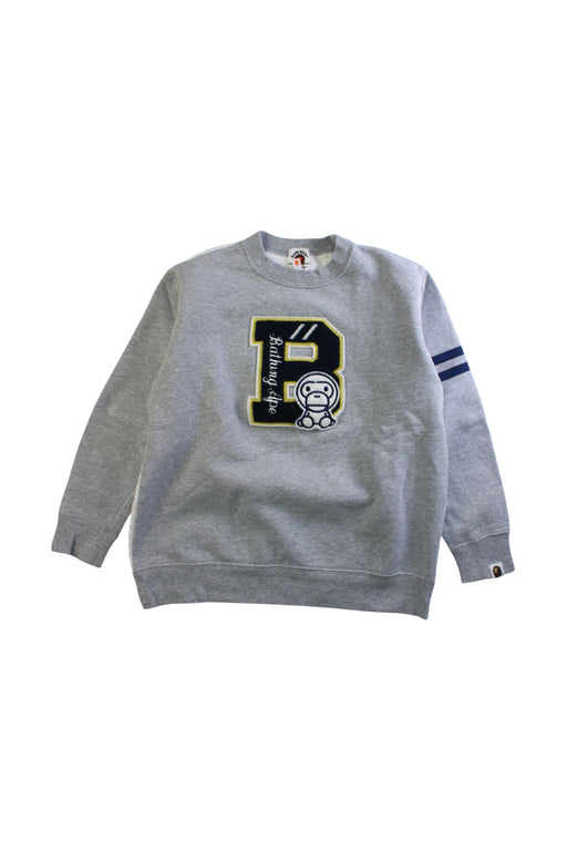 A Grey Crewneck Sweatshirts from BAPE KIDS in size 10Y for boy. (Front View)