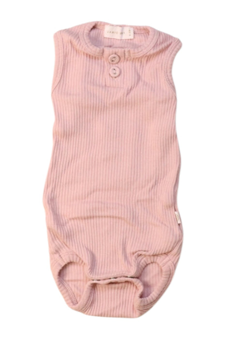 A Pink Sleeveless Bodysuits from Jamie Kay in size 0-3M for girl. (Front View)