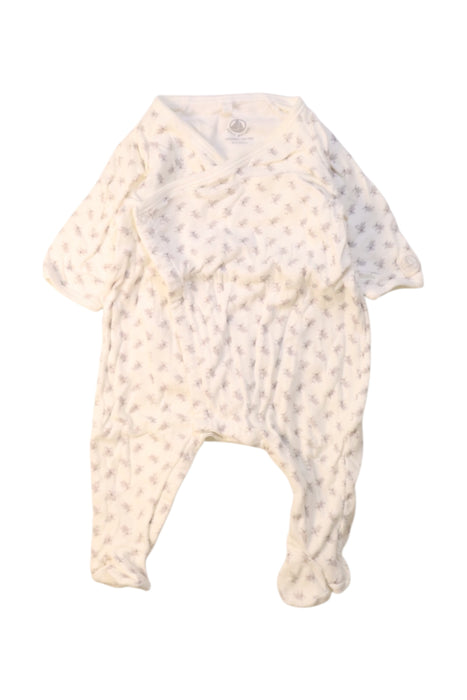 A White Onesies from Petit Bateau in size 0-3M for girl. (Front View)