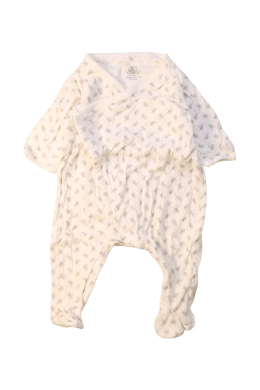 A White Onesies from Petit Bateau in size 0-3M for girl. (Front View)