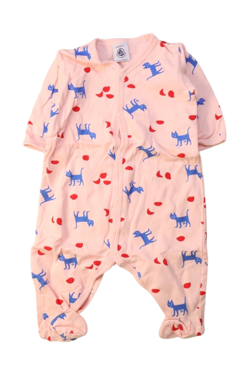 A Pink Long Sleeve Rompers from Petit Bateau in size 0-3M for girl. (Front View)