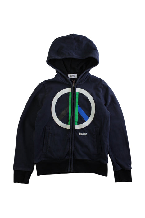 A Navy Zippered Sweatshirts from Moschino in size 8Y for boy. (Front View)