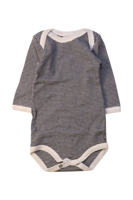 A Navy Long Sleeve Bodysuits from Petit Bateau in size 0-3M for boy. (Front View)