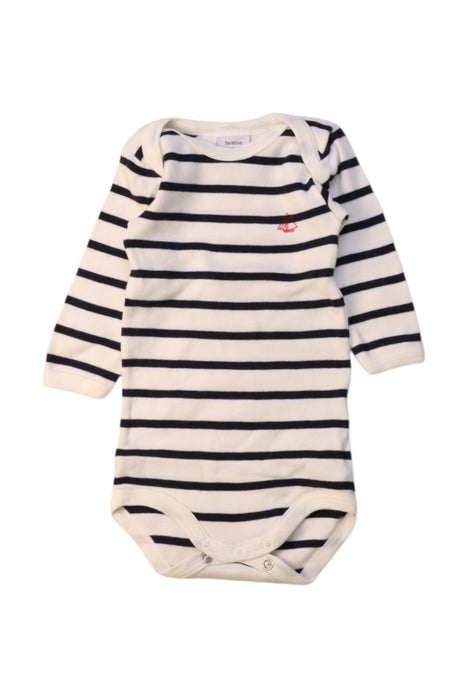A White Long Sleeve Bodysuits from Petit Bateau in size 0-3M for boy. (Front View)