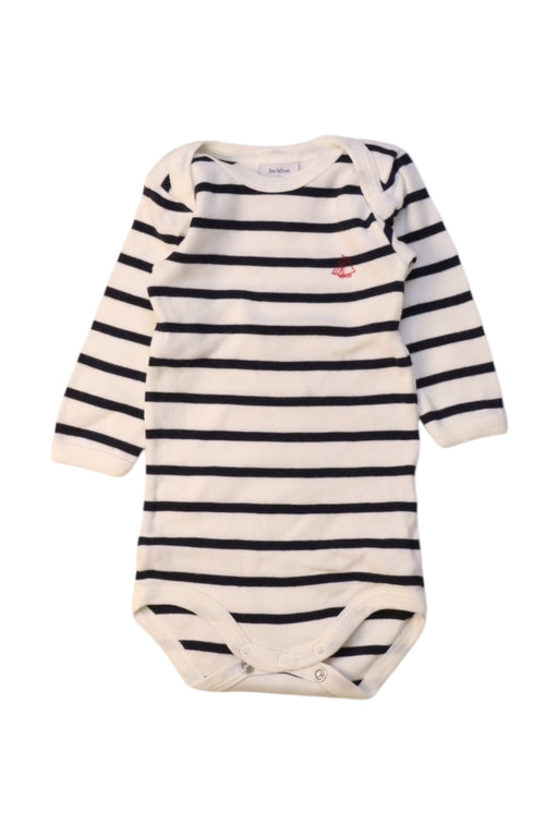 A White Long Sleeve Bodysuits from Petit Bateau in size 0-3M for boy. (Front View)