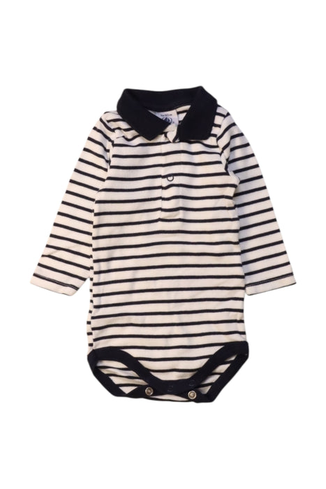 A Navy Long Sleeve Bodysuits from Petit Bateau in size 0-3M for boy. (Front View)