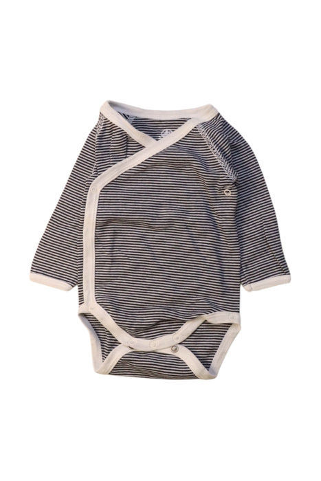 A Navy Long Sleeve Bodysuits from Petit Bateau in size 0-3M for boy. (Front View)