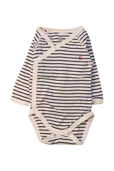 A White Long Sleeve Bodysuits from Petit Bateau in size 0-3M for boy. (Front View)
