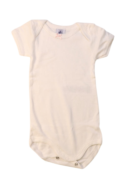 A White Short Sleeve Bodysuits from Petit Bateau in size 3-6M for girl. (Front View)
